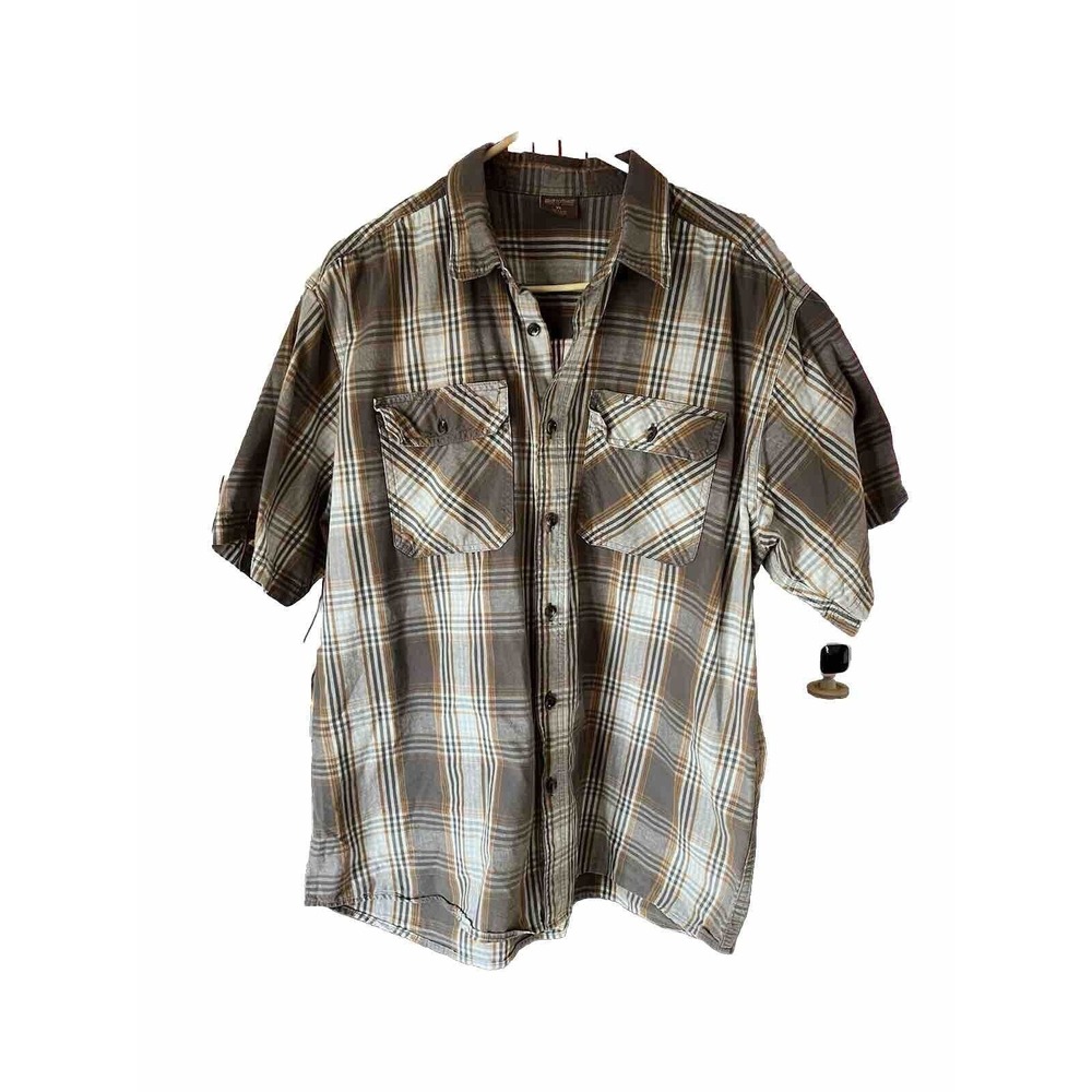 Great Northwest Clothing Company Mens XL Brown Plaid Cotton‎ Short Sleeve Shirt